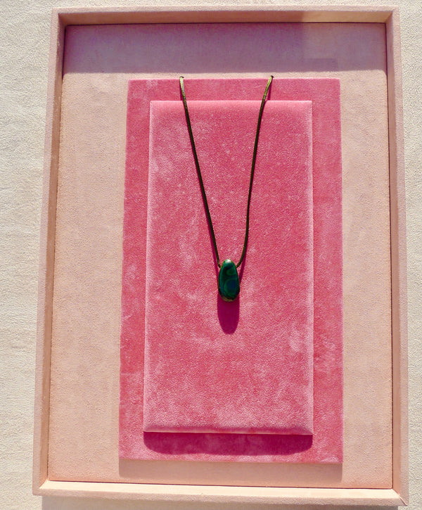 Malachite Silk Cord Pendant Necklace