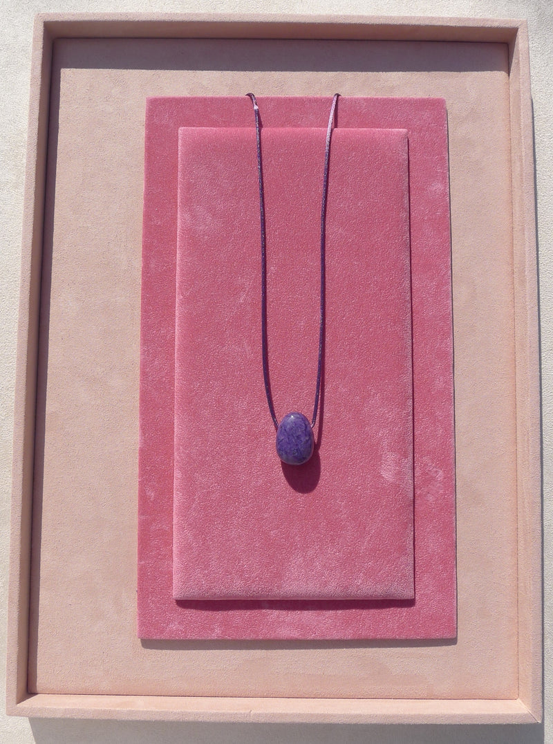 Charoite Silk Cord Pendant Necklace