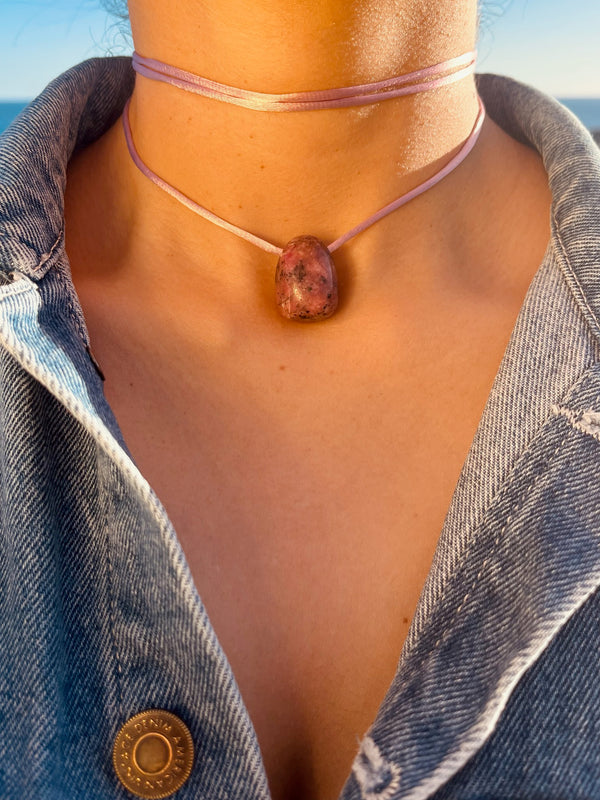 Rhodolite Silk Cord Pendant Necklace