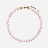 Freshwater Pearl Necklace with a Neon Pink Thread