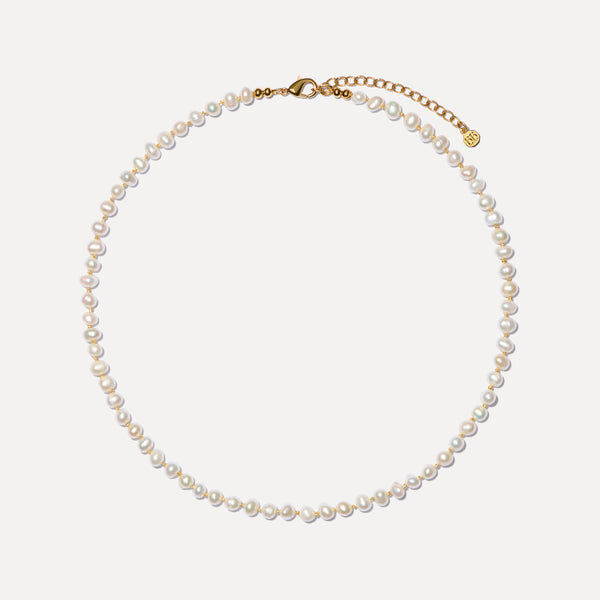 Fine Freshwater Pearl Necklace with a Gold Thread