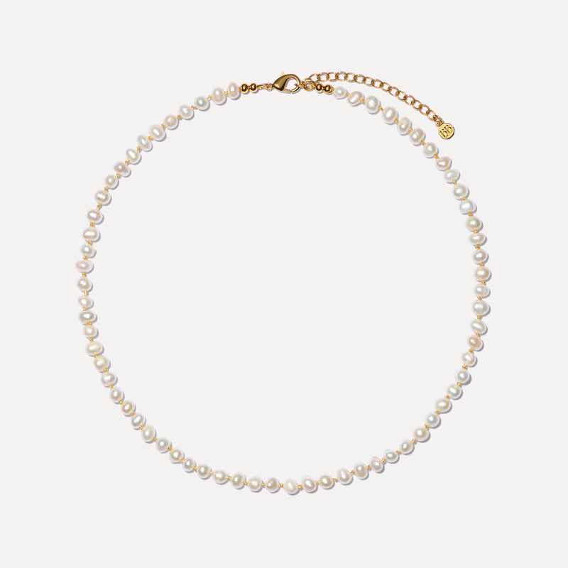 Fine Freshwater Pearl Necklace with a Gold Thread