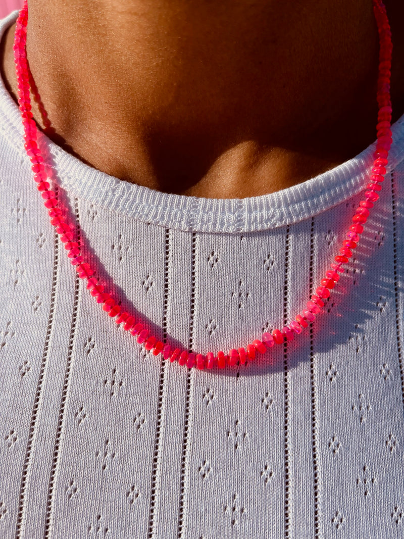 Neon Pink Fire Opal Necklace