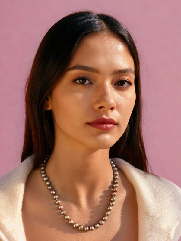 Metallic Pearl Necklace