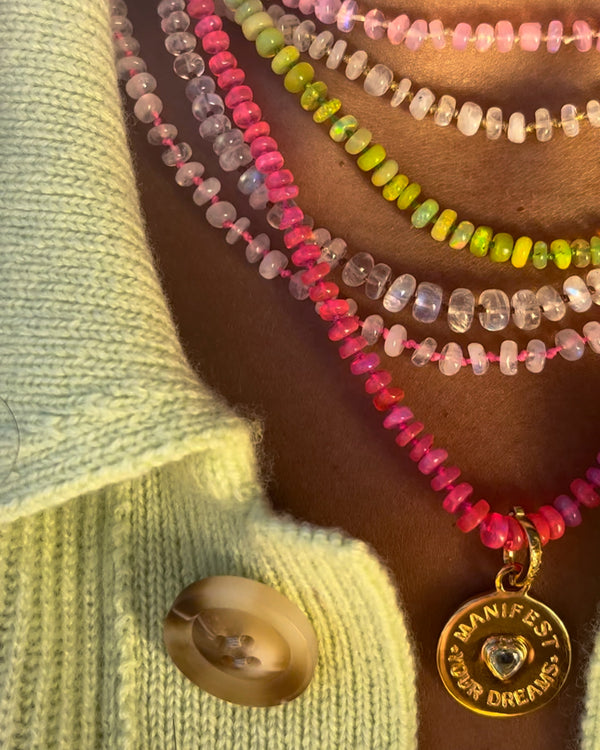 Neon Pink Fire Opal Necklace