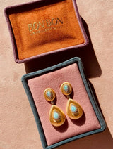 Brushed Gold Opal Statement Earrings
