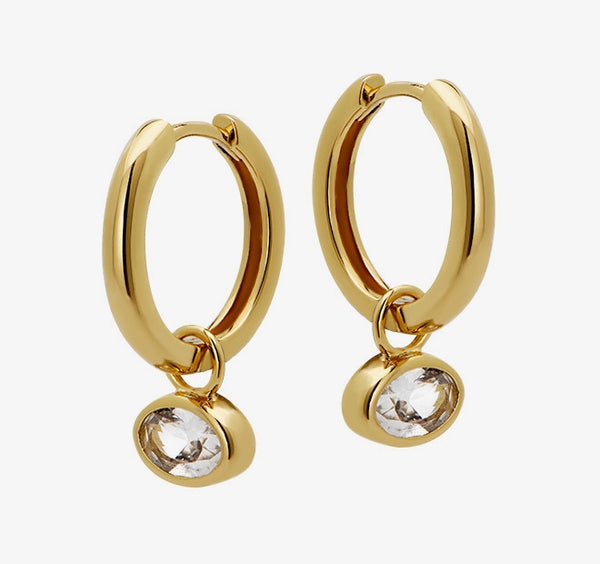 Crystal 18ct Gold Vermeil Large Oval Drop Earrings