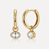 Crystal 18ct Gold Vermeil Large Oval Drop Earrings