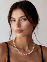 Freshwater Pearl Necklace with a Neon Pink Thread
