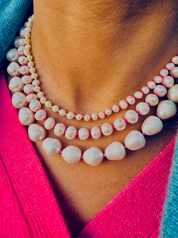 Goddess Freshwater Pearl Necklace with a Lilac Thread