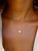 Pink Crystal 18ct Gold Vermeil Heart Necklace