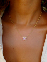 Pink Crystal 18ct Gold Vermeil Heart Necklace