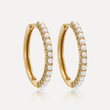 Gold and Japanese Inspired Pearl Hoop Earrings