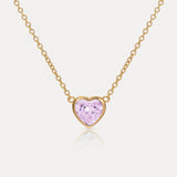 Pink Crystal 18ct Gold Vermeil Heart Necklace