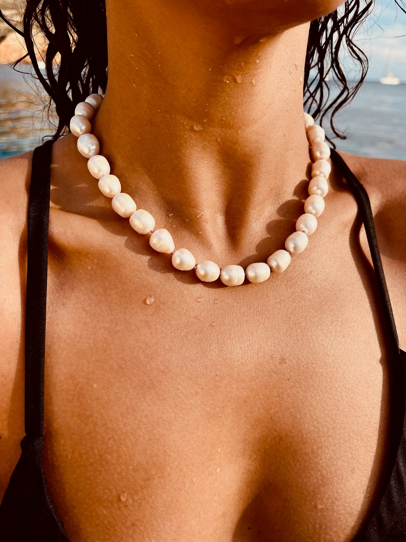 ネックレス・ペンダント wing bling 14k parte natural freshwater pearl choker necklac 7-8mm Premium Choker Near Round Freshwater Pearl Necklace