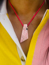 Pink Rhodochrosite Silk Candy Pendant Necklace
