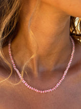 Rainbow Moonstone 'New Beginnings' Necklace with Neon Pink Thread