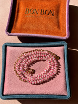 Rainbow Moonstone 'New Beginnings' Necklace with Neon Pink Thread