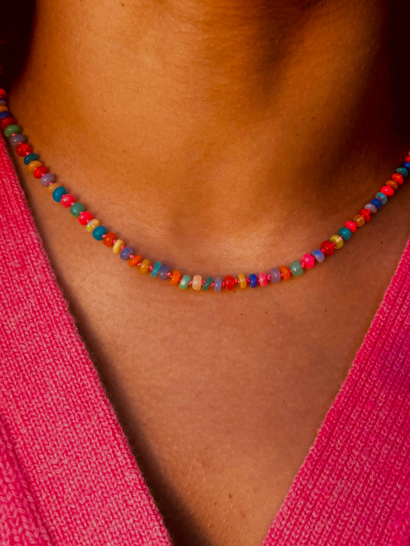 Mixed Bubblegum Fire Opal Necklace