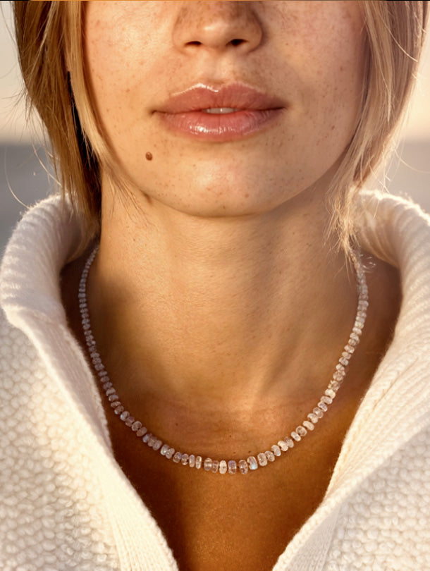 Rainbow Moonstone 'New Beginnings Necklace' with Bronze Thread
