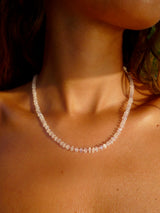 Rainbow Moonstone 'New Beginnings' Necklace with baby pink thread