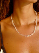 Rainbow Moonstone 'New Beginnings' Necklace with baby pink thread