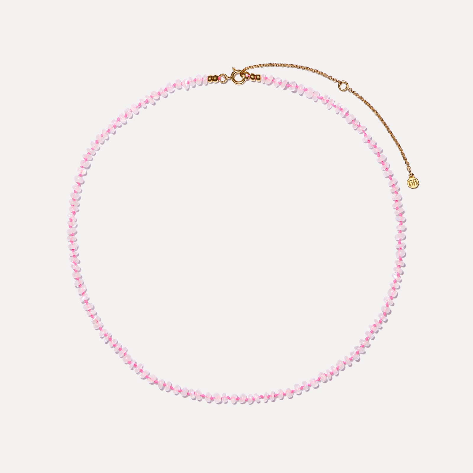 Rainbow Moonstone 'New Beginnings' Necklace with Neon Pink