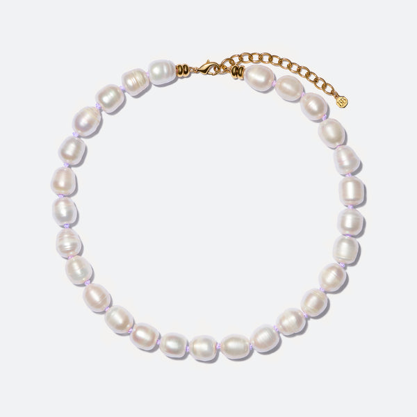 Goddess Freshwater Pearl Necklace with a Lilac Thread