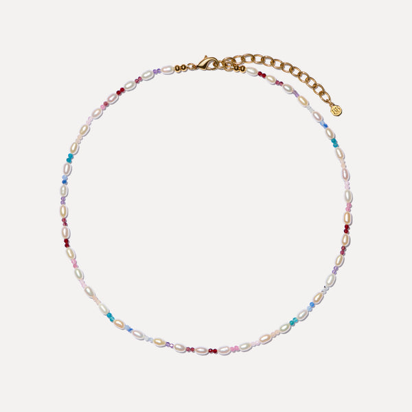 Pearl and Double Gemstone Necklace