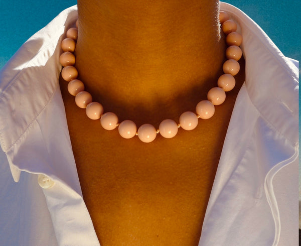 Peach Shell Pearl Necklace
