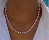 Fine Freshwater Pearl Necklace with a Neon Pink Thread