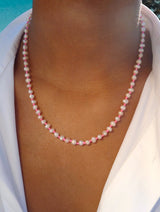 Fine Freshwater Pearl Necklace with a Neon Pink Thread