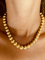 Brushed Gold Puff Ball Necklace