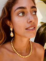 Brushed Gold Puff Ball Necklace