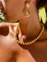 Brushed Gold Puff Ball Necklace