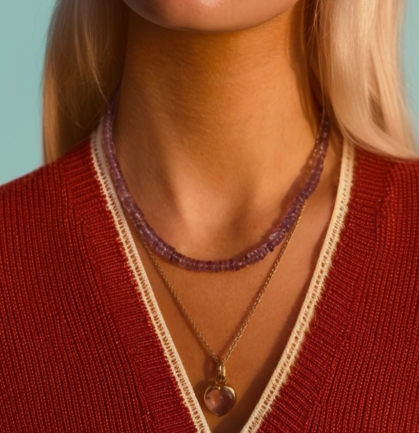 Amethyst Heart Clip on Pendant