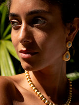 Brushed Gold Opal Statement Earrings