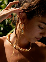 Brushed Gold Opal Statement Earrings