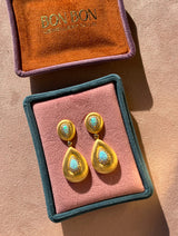 Brushed Gold Opal Statement Earrings