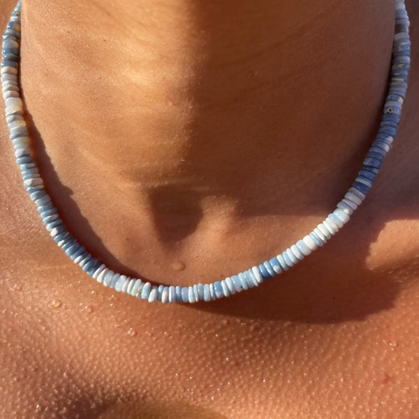 Light Blue Opal Heishi Necklace